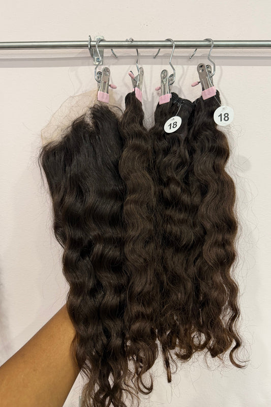 Set 3 - Brown Raw Indian with frontal