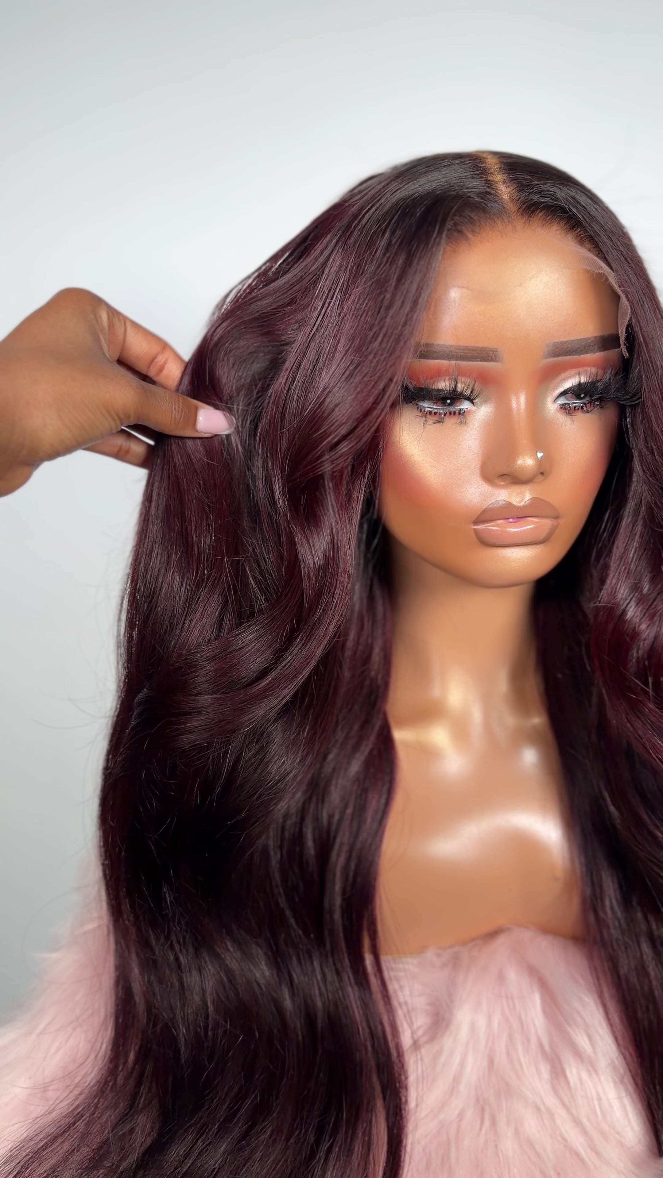 Get to know me
Who am I: 6x6 ultra HD closure

My size: Medium (fits 22–23” circumference)

My overall length: 28-30” made with 26” bundles

My density: 490 grams

My texture: Straight/Wavy

Which collection? Signature Raw, premium virgin strands.

My lace: HD Swiss lace, ultra-thin

Natural hairline? Always darling.

Elastic band & wig combs: Yes darling. Glueless is always possible with us.

Note: Color may vary slightly based on screen settings. This unit comes in its rich burgundy wine shade with deep c